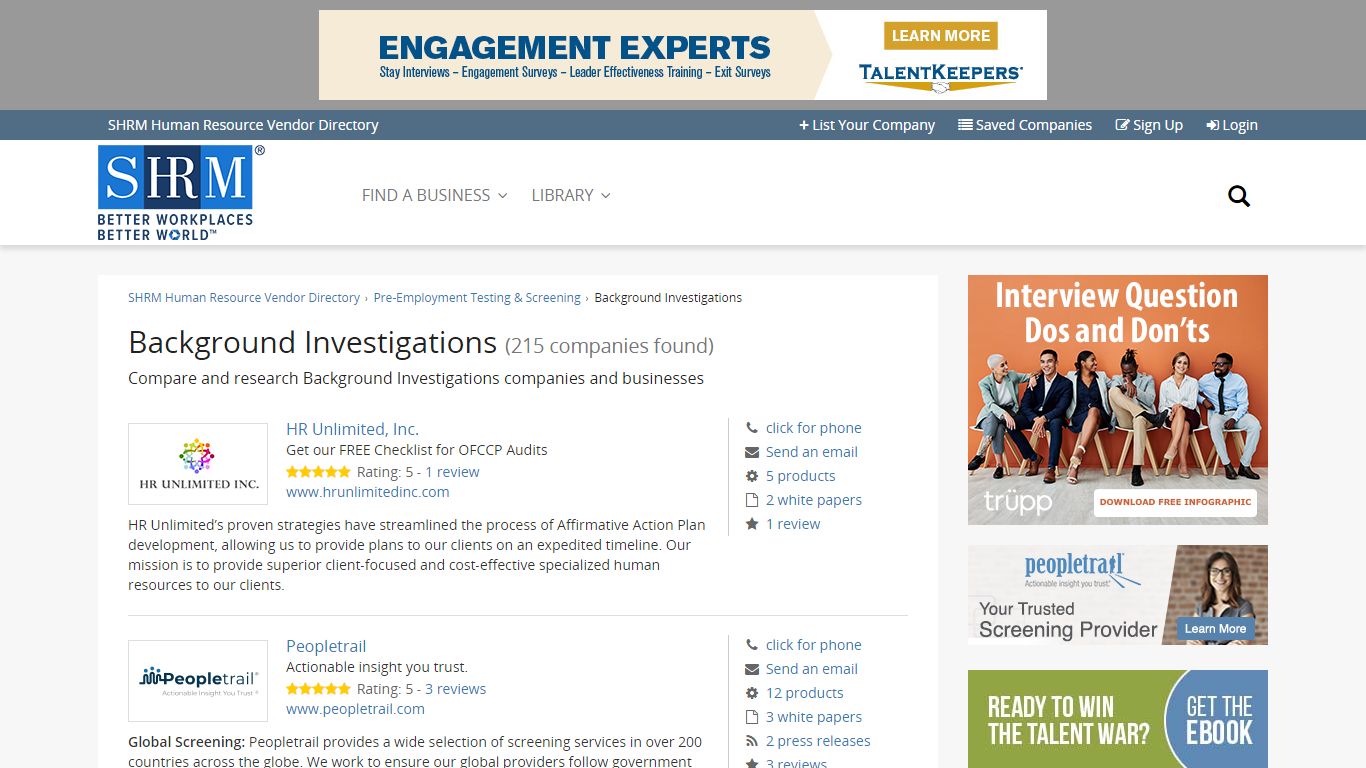 List of Background Investigations Companies and Vendors in the SHRM ...